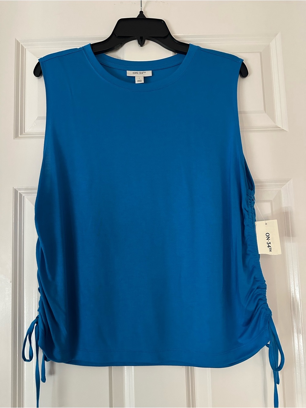 ON 34th Bright Blue Side-Ruched Tank Top